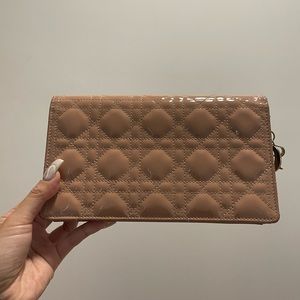 Authentic Lady Dior Calfskin Pouch in “Rose Des Vent”